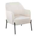 Daniella Contemporary Accent Chair in Black Metal and Cream Fabric — product view
