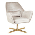 Diana Contemporary Lounge Chair in Gold Metal and Cream Velvet — product view