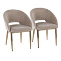 Renee Upholstered Contemporary Chair in Gold Metal and Light Brown Fabric — pair view