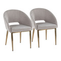 Renee Upholstered Contemporary Chair in Gold Metal and Silver Fabric — pair view