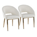 Renee Upholstered Contemporary Chair in Gold Metal and Off-white Fabric — pair view