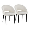 Renee Upholstered Contemporary Chair in Black Metal and Off-white Fabric — pair view
