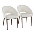 Renee Upholstered Contemporary Chair in Walnut Metal and Off-white Fabric — pair view