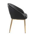 Renee accent chairs & seating in Gold Metal, Black PU, side view, featuring faux leather design and leather design