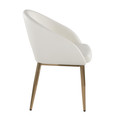 Renee accent chairs & seating in Gold Metal, White PU, side view, featuring faux leather design and leather design