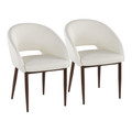 Renee Upholstered Contemporary Chair in Walnut Metal and White Faux Leather — pair view