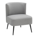 Fran Contemporary Slipper Chair in Black Metal and Light Grey Sherpa Fabric — product view
