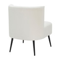 Luna accent chairs & seating in Black Metal, White Sherpa Fabric, back and side view, featuring upholstered seat