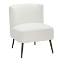 Fran Contemporary Slipper Chair in Black Metal and White Sherpa Fabric — product view