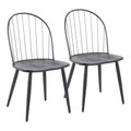 Riley Industrial High Back Armless Chair in Black Metal and Black Wood- Set of 2 — back view (photo 1)