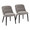 Rina dining chair in Black Wood, Grey Fabric, coordinated set view, featuring upholstered seat