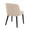 Rina dining chair in Black Wood, Light Brown Fabric, back and side view, featuring upholstered seat