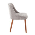 Rina accent chairs & seating in Walnut Wood, Grey Fabric, side view, featuring upholstered seat