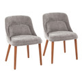Rina Mid-Century Modern Chair in Walnut Wood and Grey Fabric- Set of 2 — pair view