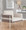 Kari accent chair in White Metal, Grey Wood, Cream Fabric, featuring upholstered seat