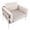 Kari accent chair in White Metal, Grey Wood, Cream Fabric, top view, featuring upholstered seat