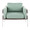 Kari accent chair in White Metal, Grey Wood, Light Green Fabric, front view, featuring upholstered seat