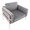 Kari accent chair in White Metal, Grey Wood, Light Grey Fabric, top view, featuring upholstered seat