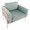 Kari accent chair in White Metal, Natural Wood, Light Green Fabric, top view, featuring upholstered seat