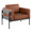 Kari Farmhouse Accent Chair in Black Metal, Grey Wood and Camel Faux Leather — product view