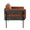 Kari Farmhouse Accent Chair in Black Metal, Grey Wood and Camel Faux Leather — side view