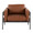 Kari Farmhouse Accent Chair in Black Metal, Grey Wood and Camel Faux Leather — front view