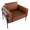 Kari Farmhouse Accent Chair in Black Metal, Grey Wood and Camel Faux Leather — lifestyle photo 1
