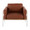 Kari accent chair in White Metal, Natural Wood, Camel PU, front view, featuring upholstered seat