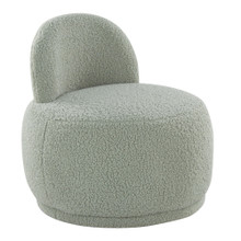 Kimi Contemporary Accent Chair in Green Faux Shearling Fabric — product view