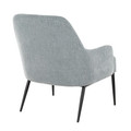 Marcel accent chair in Black Metal, Light Blue Fabric, back and side view, featuring upholstered seat