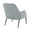 Marcel accent chair in Black Metal, Light Blue Fabric, back and side view, featuring upholstered seat