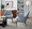 Marcel accent chair in Black Metal, Light Blue Fabric, featuring upholstered seat