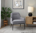 Marcel accent chair in Black Metal, Light Grey Fabric, featuring upholstered seat