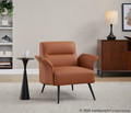 Petal accent chair in Black Metal, Camel PU, featuring armrests
