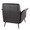 Petal accent chair in Black Metal, Espresso PU, back and side view, featuring armrests