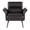 Petal accent chair in Black Metal, Espresso PU, front view, featuring armrests