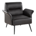Petal Contemporary Accent Chair in Black Metal and Espresso Faux Leather — product view