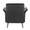 Petal Contemporary Accent Chair in Black Metal and Espresso Faux Leather — back view
