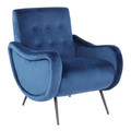 Rafael accent chairs & seating in Black Metal, Blue Velvet, product view