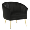 Tania Contemporary/Glam Accent Chair in Gold Metal and Black Velvet — product view