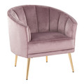 Tania Contemporary/Glam Accent Chair in Gold Metal and Blush Pink Velvet — product view
