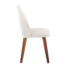 Tintori dining chair in Walnut Wood, Beige Fabric, side view, featuring fabric design