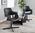 Vintage Flair accent chair in Black Metal, Black PU, featuring swivel and armrests