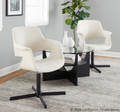 Vintage Flair accent chair in Black Metal, Cream Fabric, featuring swivel and armrests