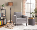 Wendy accent chair in Black Wood, Grey Fabric, featuring wood frame and armrests