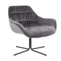 Wayne Contemporary Swivel Lounge Chair in Black Metal and Grey Velvet — product view