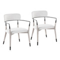 Savannah Contemporary Chair in Grey Brushed Wood and Light Grey Fabric with Black Metal Accents- Set of 2 — pair view
