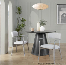 Savannah accent chairs & seating in Silver Metal, Grey Brushed Wood, Light Grey Fabric, featuring upholstered seat and wood frame