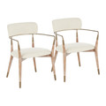 Savannah Contemporary Chair in White Whitewashed and Cream Noise Fabric with Copper Accent- Set of 2 — pair view