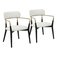 Savannah Contemporary Chair in Black Wood and Cream Fabric with Gold Accent- Set of 2 — pair view